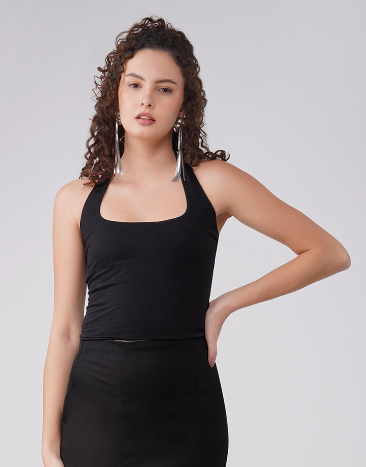 Midnight Halter Black Top