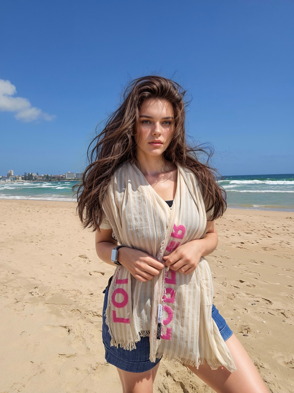 Cotton Scarf with Stripes