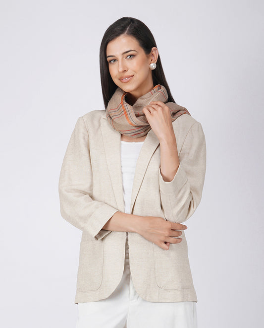 Casually Professional Wool Blend Wrap - Light Brown & Dark Grey