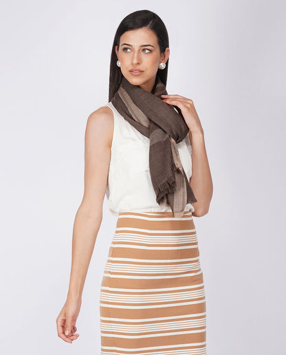 Checks and Stripes Wool Blend Wrap - Unisex Wrap