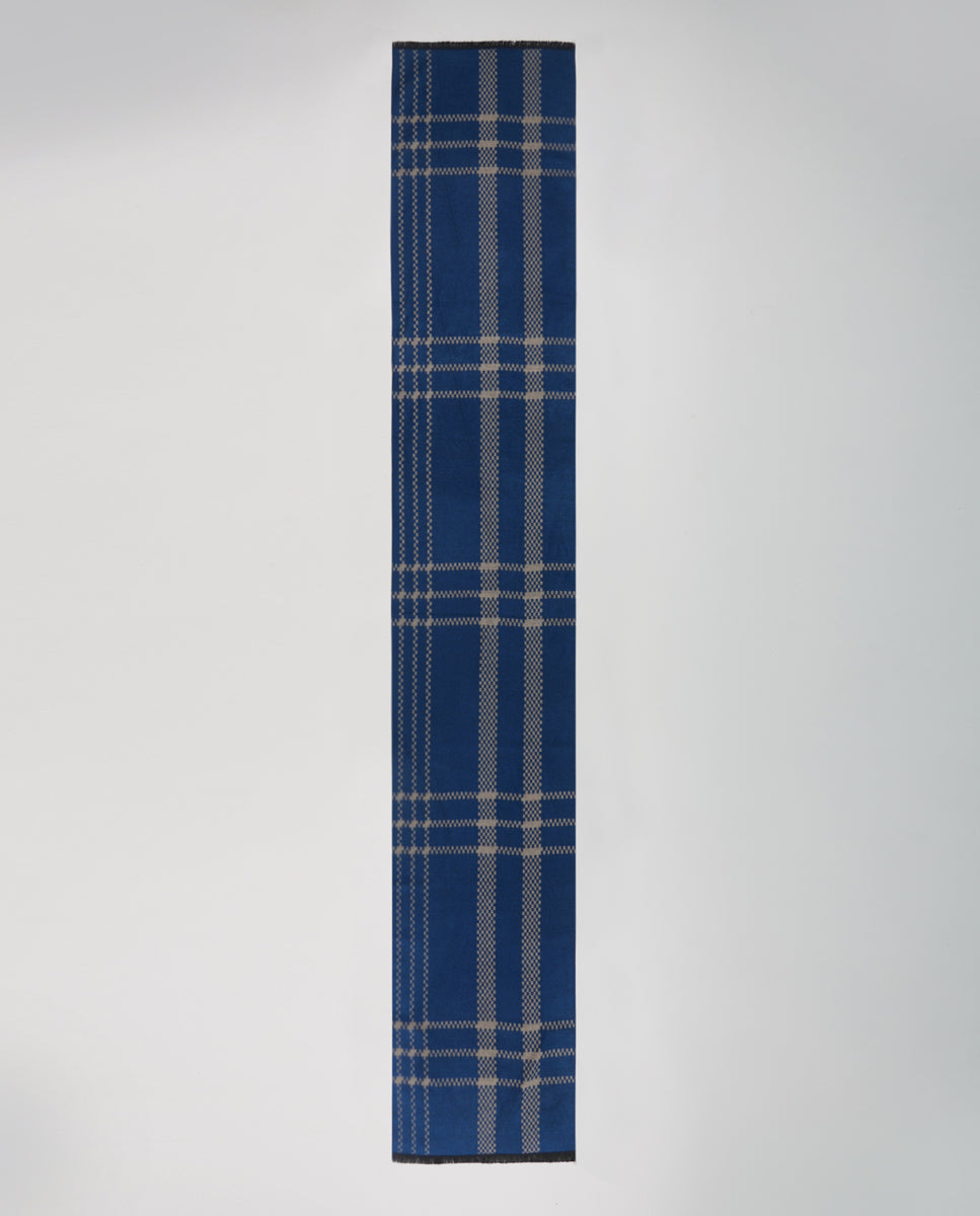 Checks and Stripes Modal Scarf - Blue