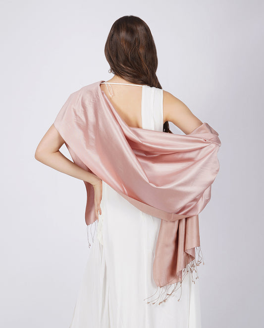 Multi Hues Plain Silk Wrap - Pink