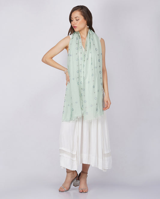 Bling it On Cotton Blend Wrap - Grey and Dark Green