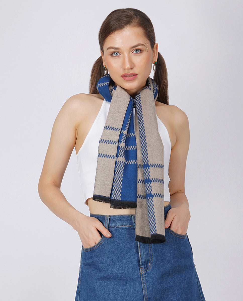 Checks and Stripes Modal Scarf - Blue