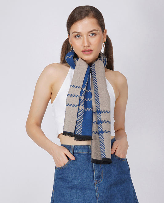 Checks and Stripes Modal Scarf - Blue