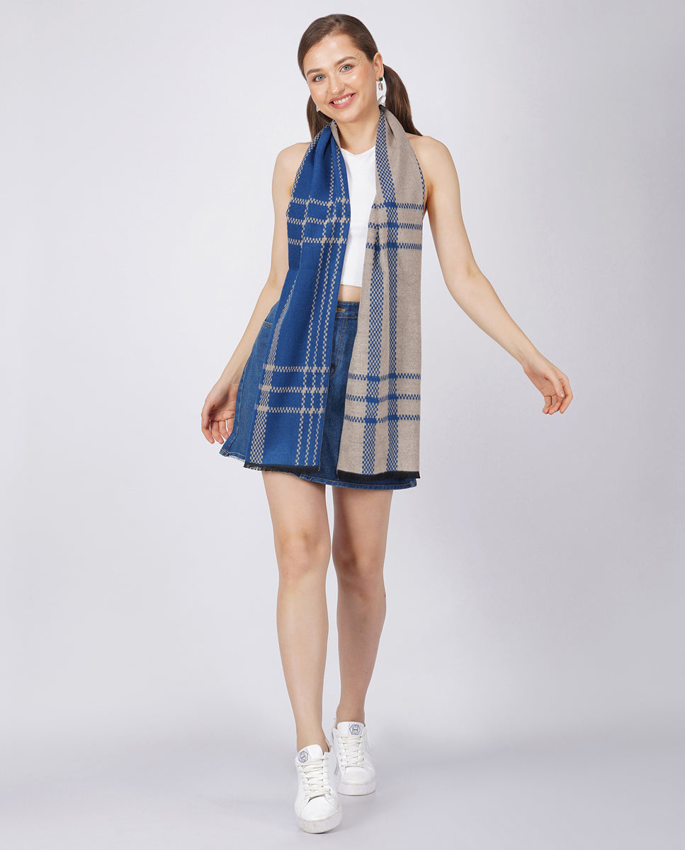 Checks and Stripes Modal Scarf - Blue