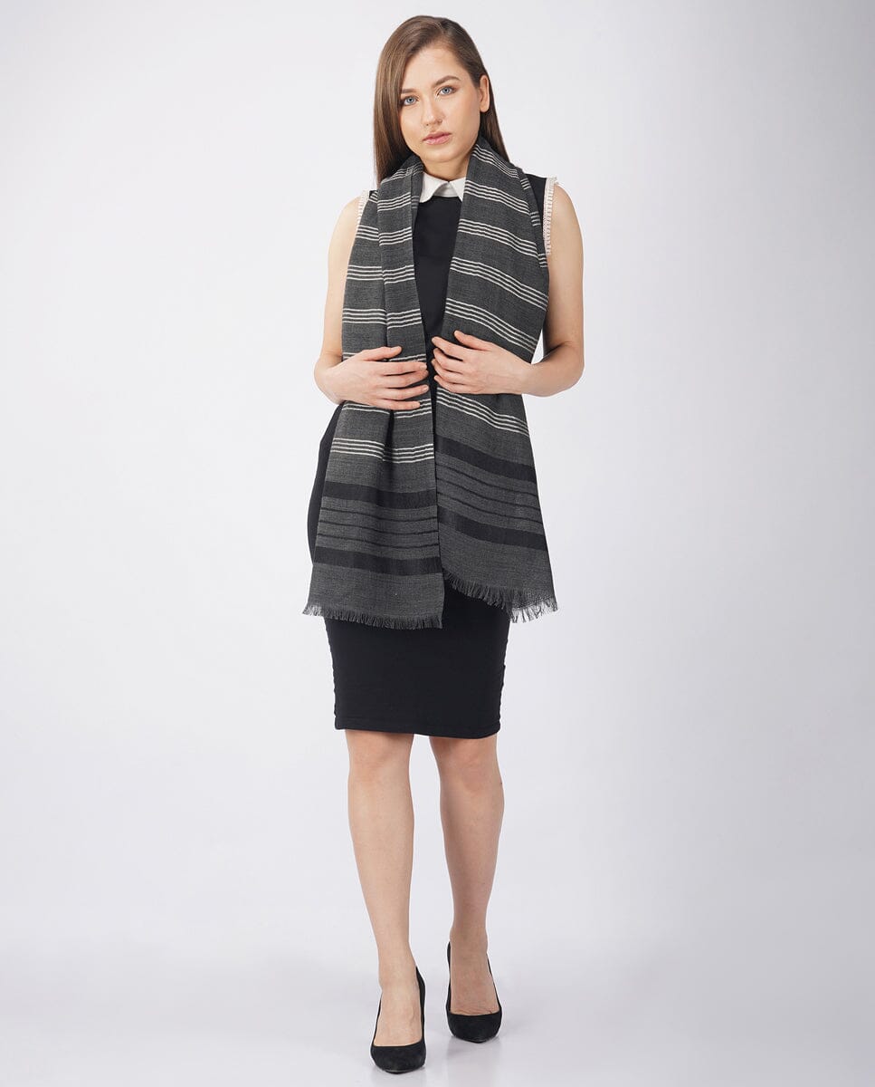 Checks and Stripes Wool Wrap - Unisex Wrap