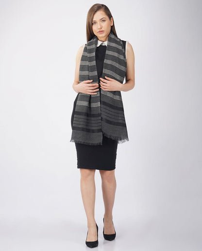 Checks and Stripes Wool Wrap - Unisex Wrap