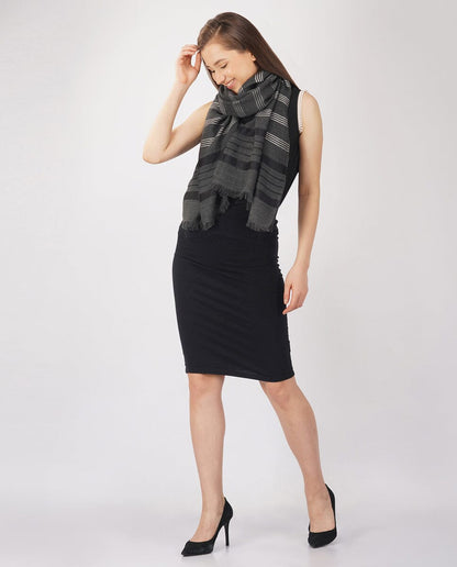 Checks and Stripes Wool Wrap - Unisex Wrap